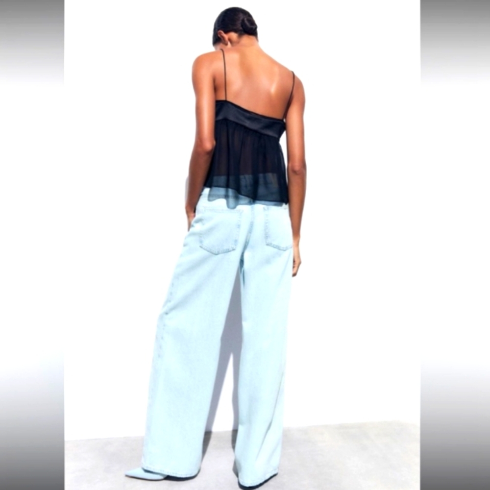 ZARA SEMI SHEER SLEEVELESS CAMISOLE IN BLACK - Picture 5 of 5